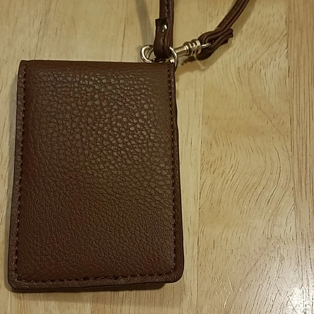 Relic‎ brown leather card/ID holder wristlet gold hardware